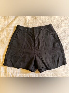 NWOT Madewell Black Linen Trouser Shorts
